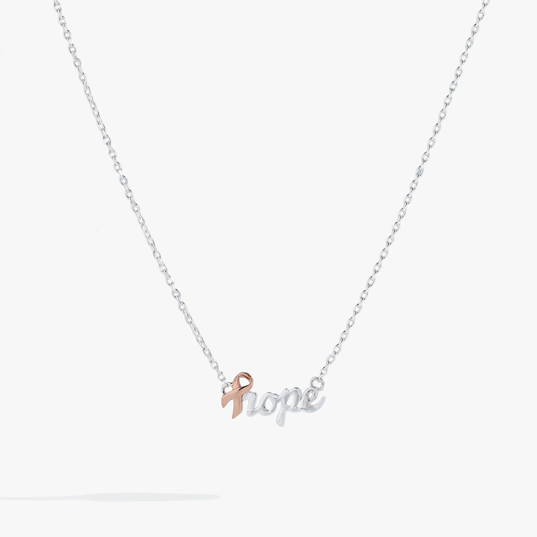 Hope Breast Cancer Awareness Pink Ribbon Necklace