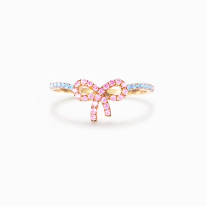Mama Of An Angel Pink Pave Bow Ring