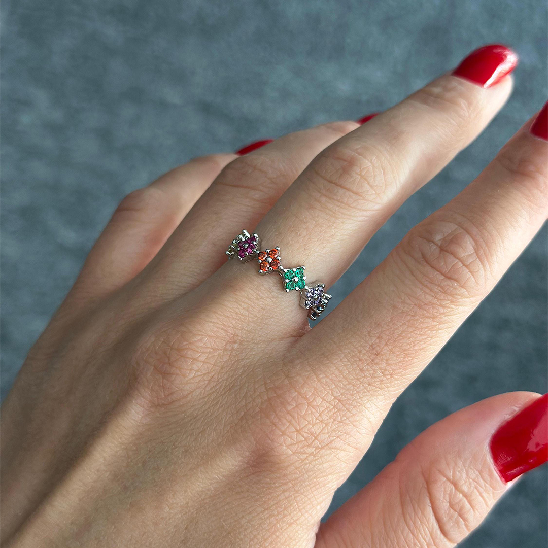 Grandma's Love Blooming Custom 1-6 Flower Groups Ring