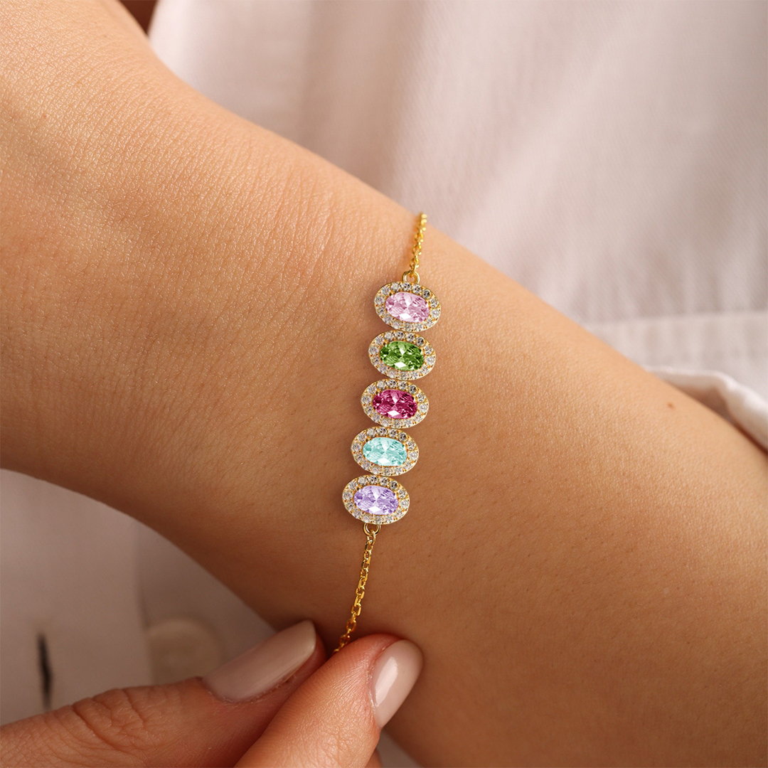 Specialized With 1-14 Kids Birthstones Gift For Grandma Bracelet