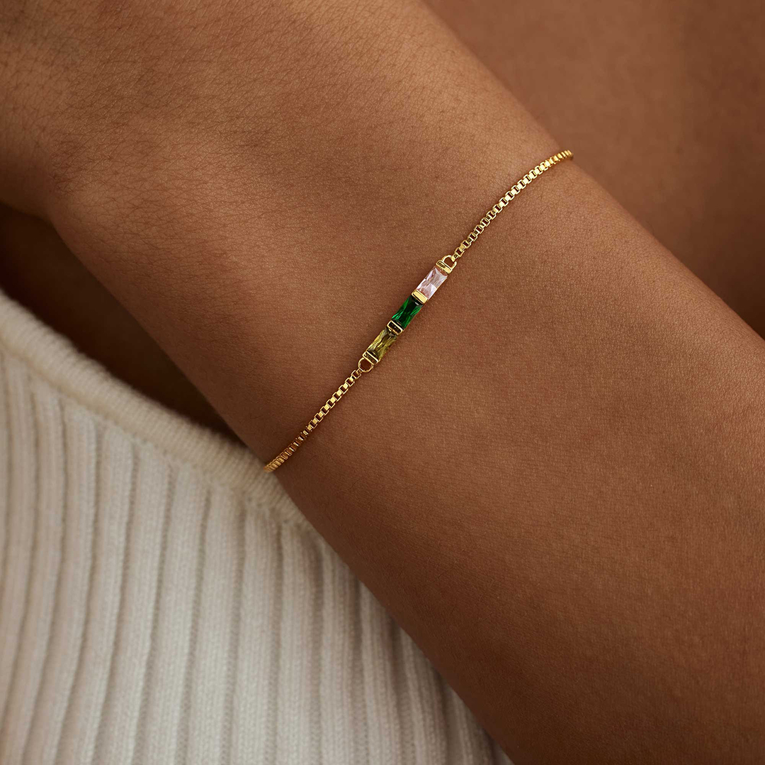 Family Love Baguette Birthstone Bracelet
