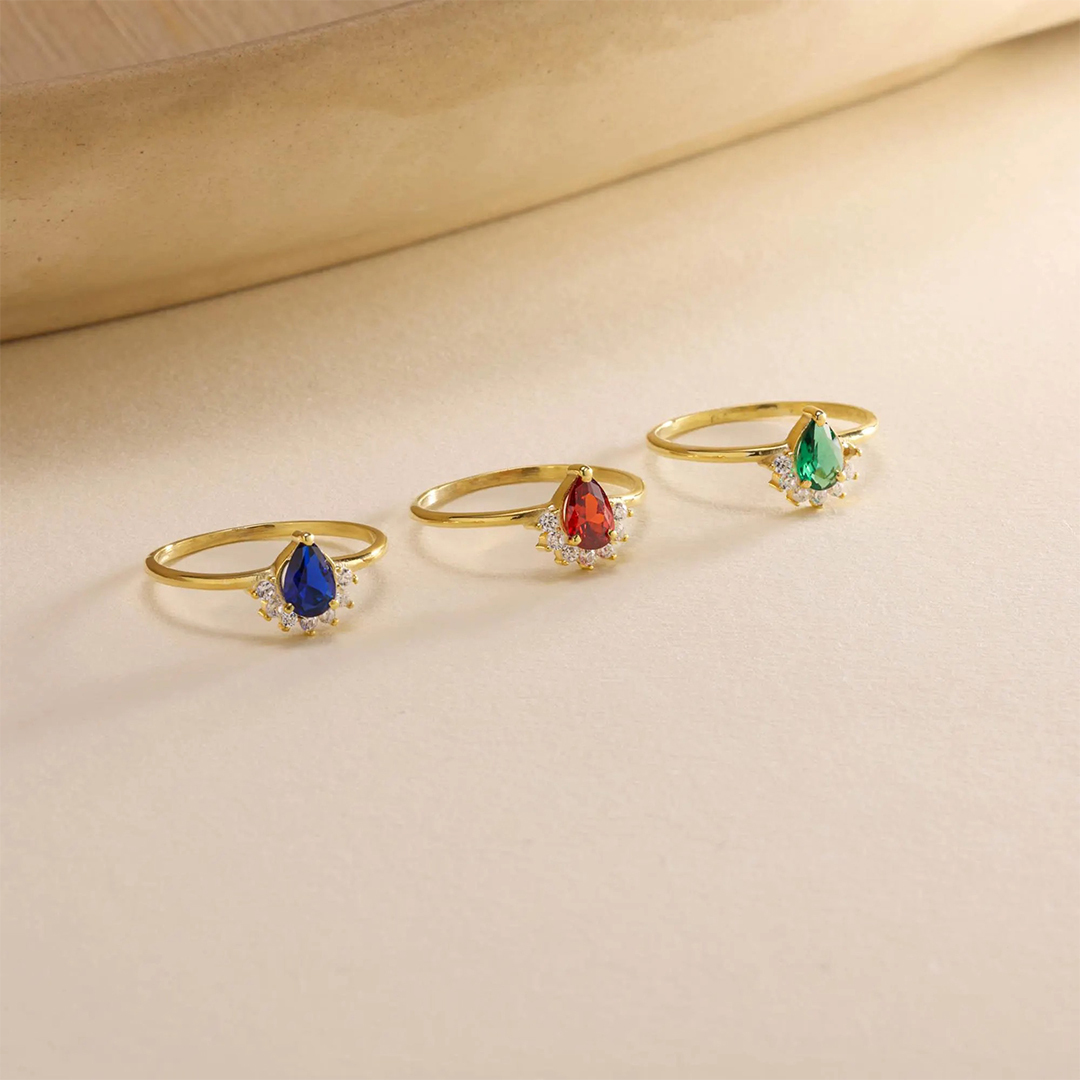 Memorial Tear Personalized Birthstone Ring