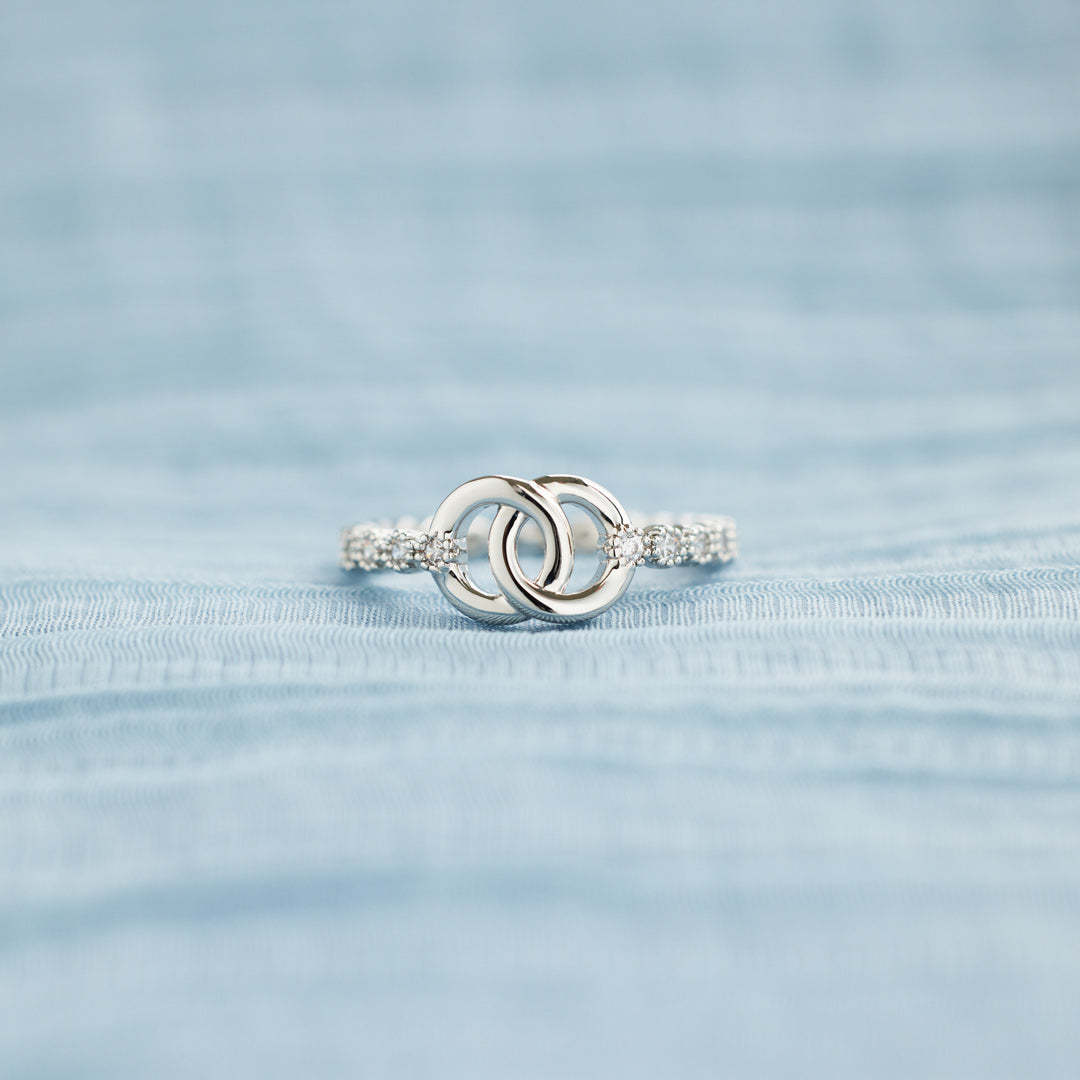Mother & Daughter Forever Linked Pave Interlocking Ring