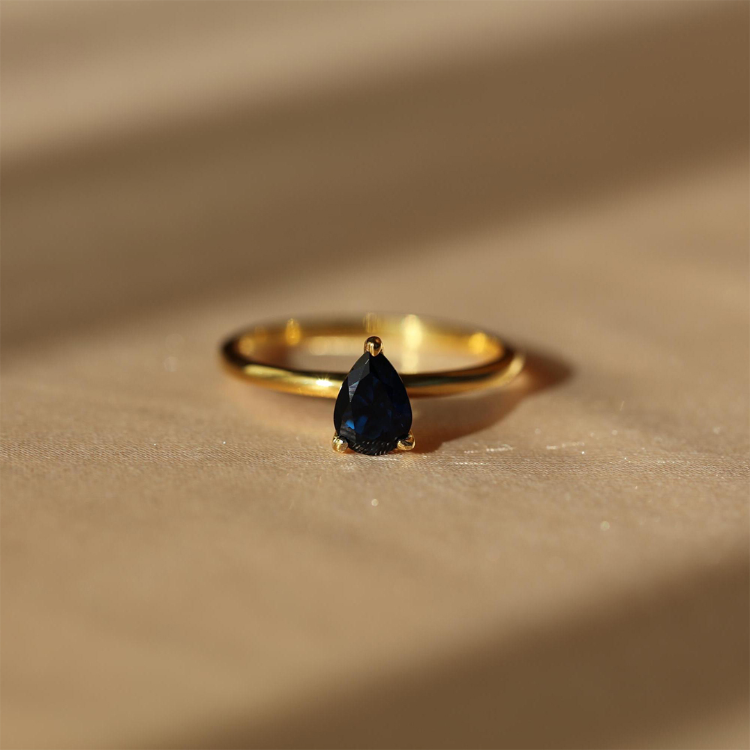 Memorial Tear Teardrop Sapphire Ring