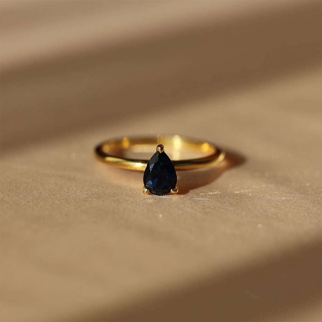 Memorial Tear Teardrop Sapphire Ring
