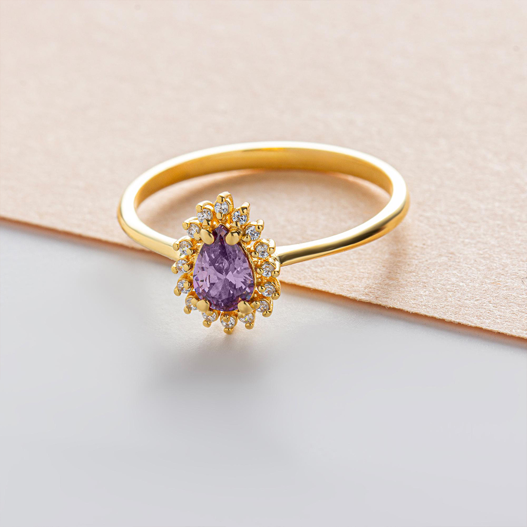 Memorial Tear Teardrop Birthstone Ring