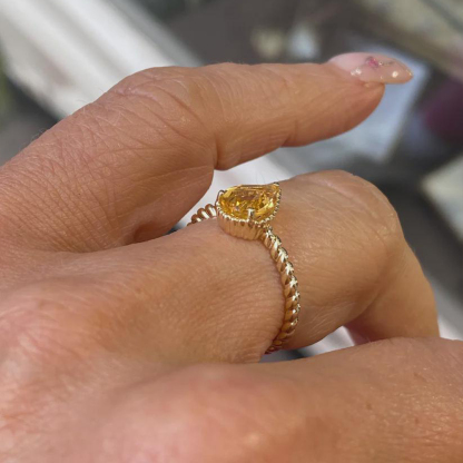 Memorial Tear Pear Cut Twisted Birthstone Ring