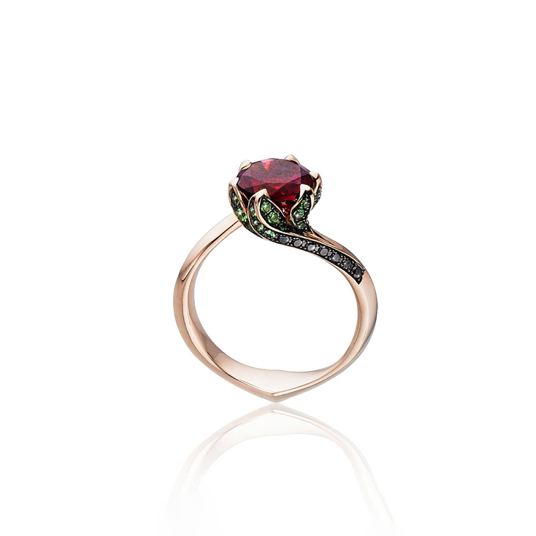 My One and Only Rose Garnet Floral Ring
