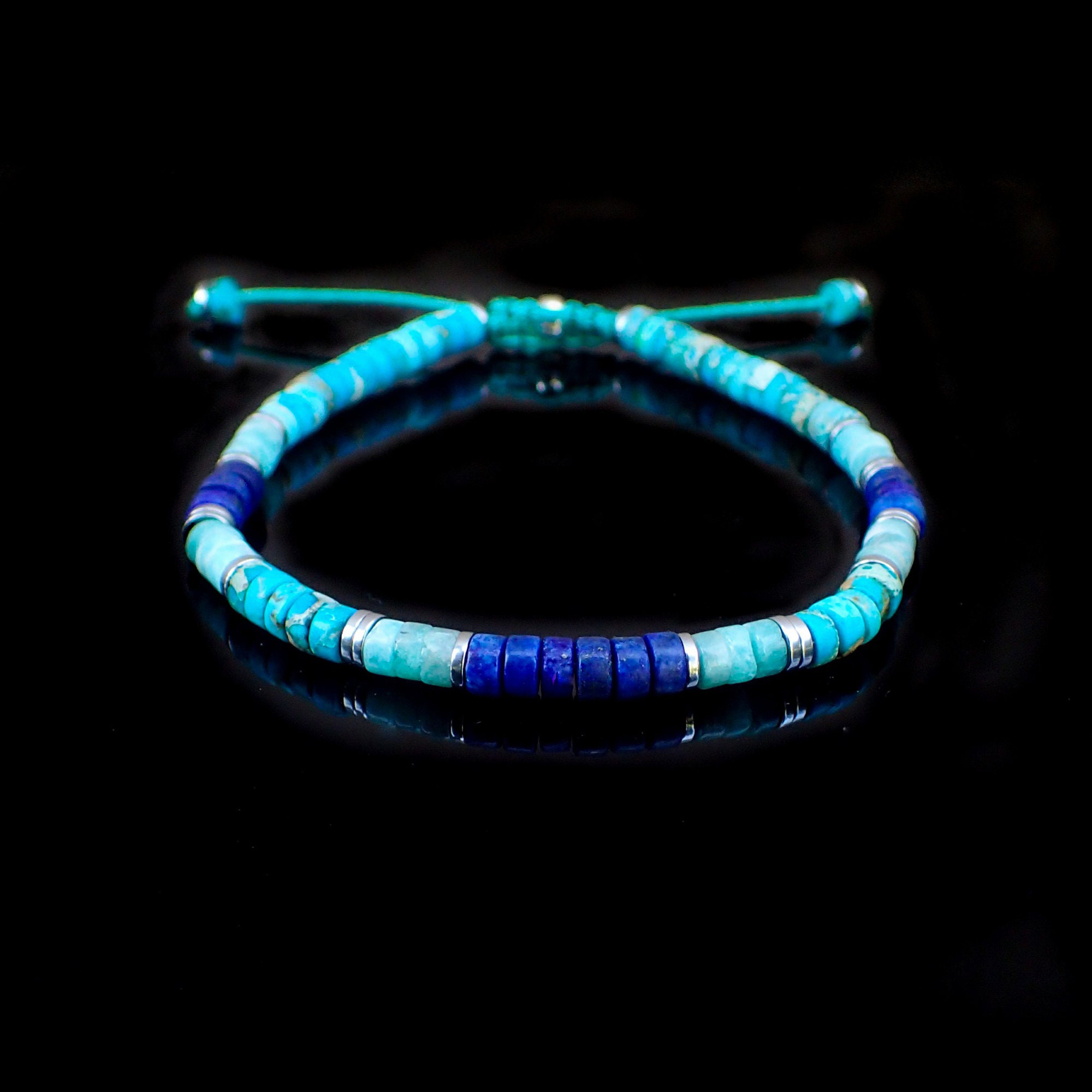 Mens Lapis Lazuli Turquoise Minimalist Bracelet