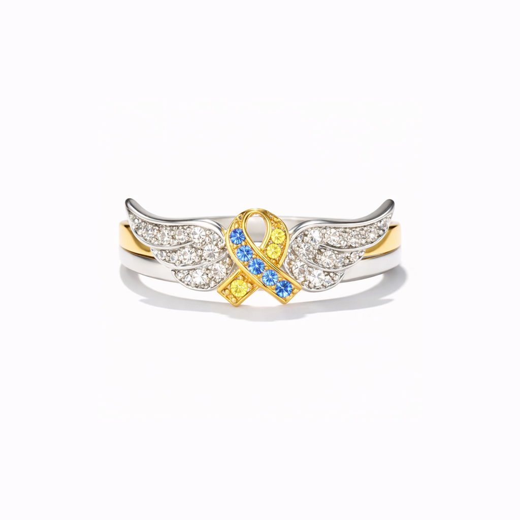 Blue & Yellow Hope Ribbon Ring