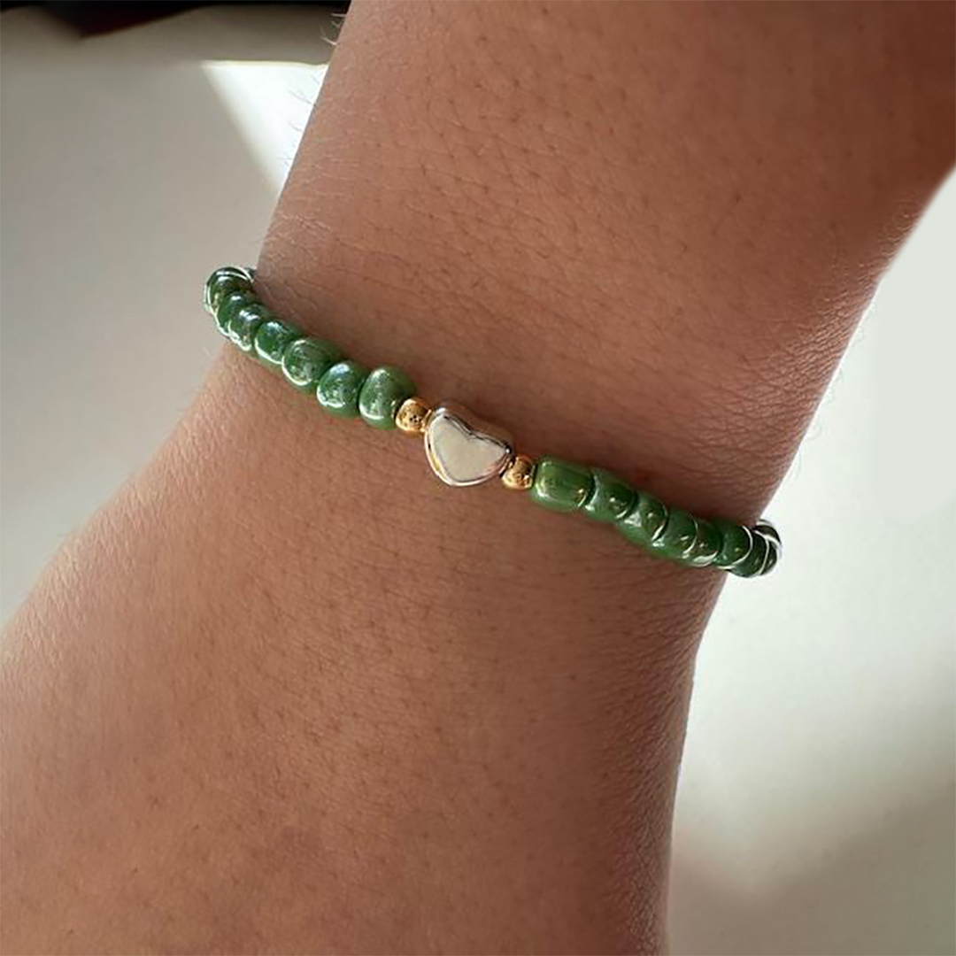 Kidney Disease Awareness United in Strength Green Beaded Bracelet