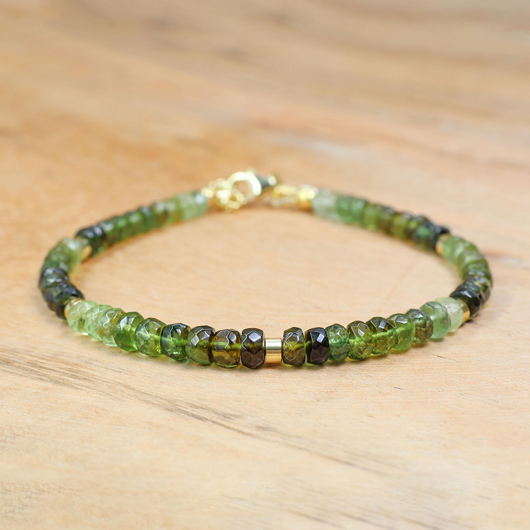 Kidney Disease Awareness Strength and Support Green Beaded Bracelet