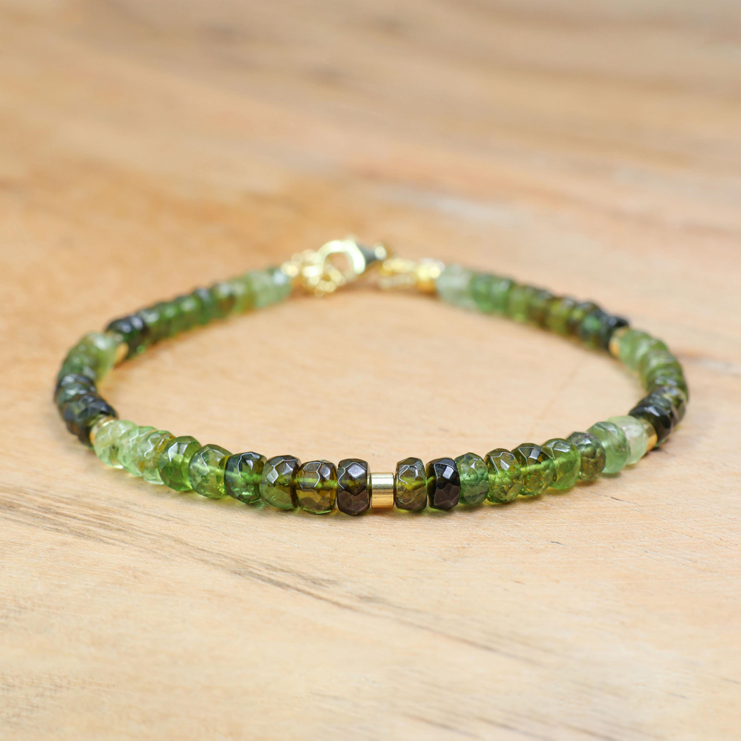 Kidney Disease Awareness Strength and Support Green Beaded Bracelet