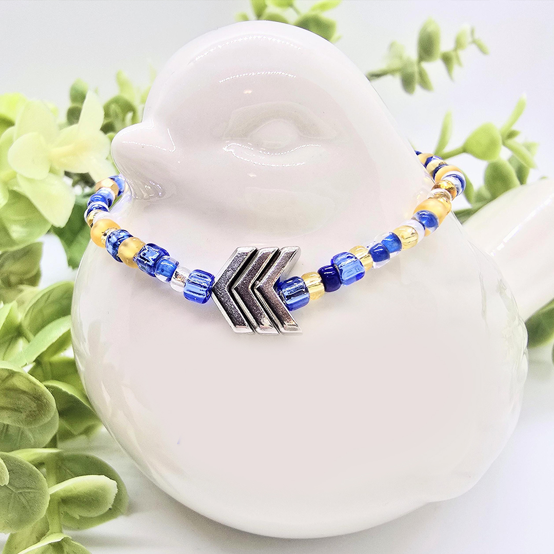 Blue & Yellow Seed Beads Down Syndrome Awareness Bracelet 