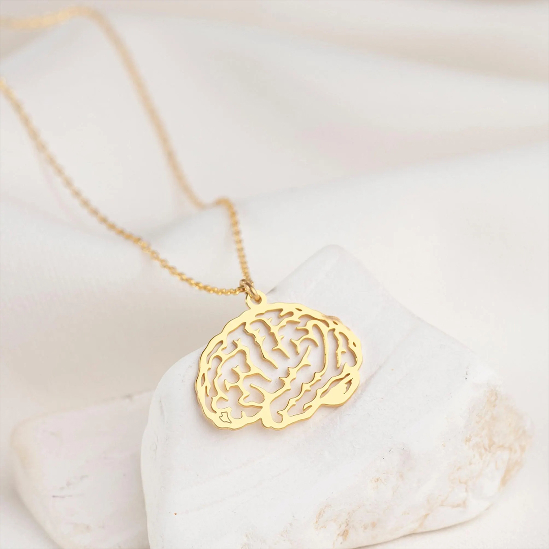 Brain Injury Awareness Strength and Support Dainty Brain Necklace