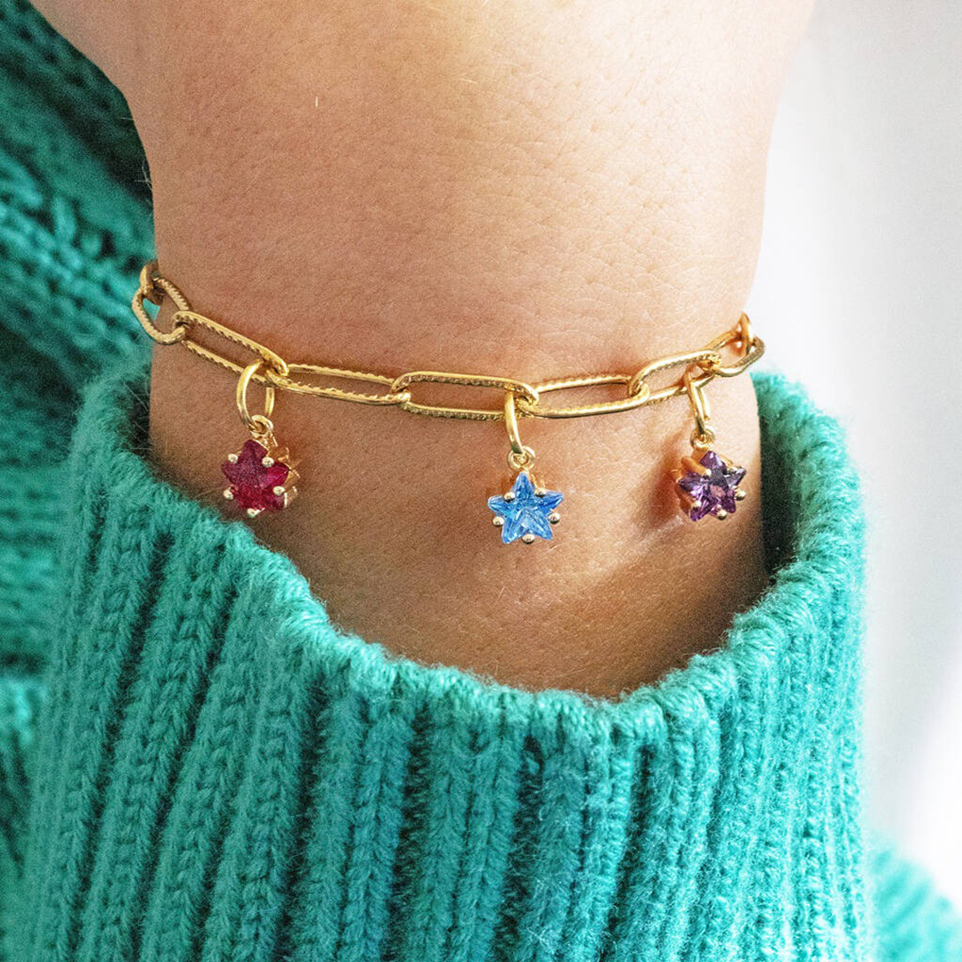 Mother's Gift Personalized 1-8 Star Birthstones Bracelet