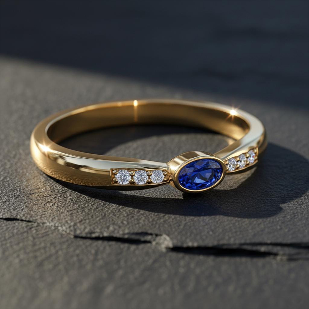 Choosing Me Oval Blue Sapphire Ring
