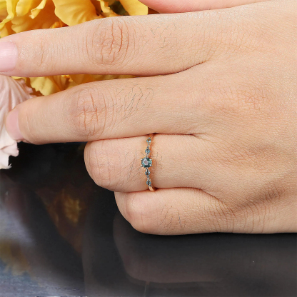 Ovarian Cancer Awareness Strength in Teal Teal Sapphire Ring