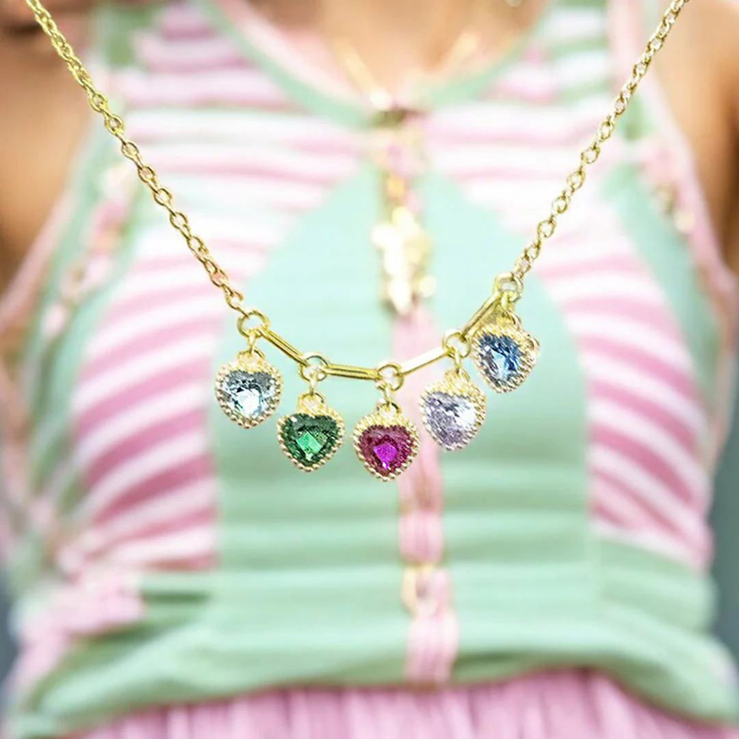 Heart To Heart 1-6 Birthstones Family Necklace