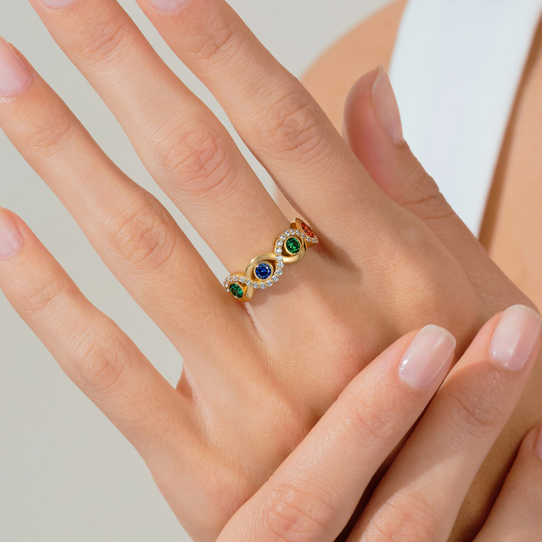 Custom 1-4 Birthstones Infinity Ring