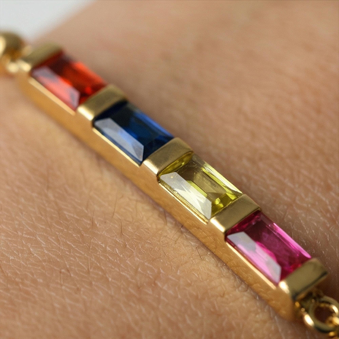 Personalized Stretch Beaded Baguette Birthstone Bracelet