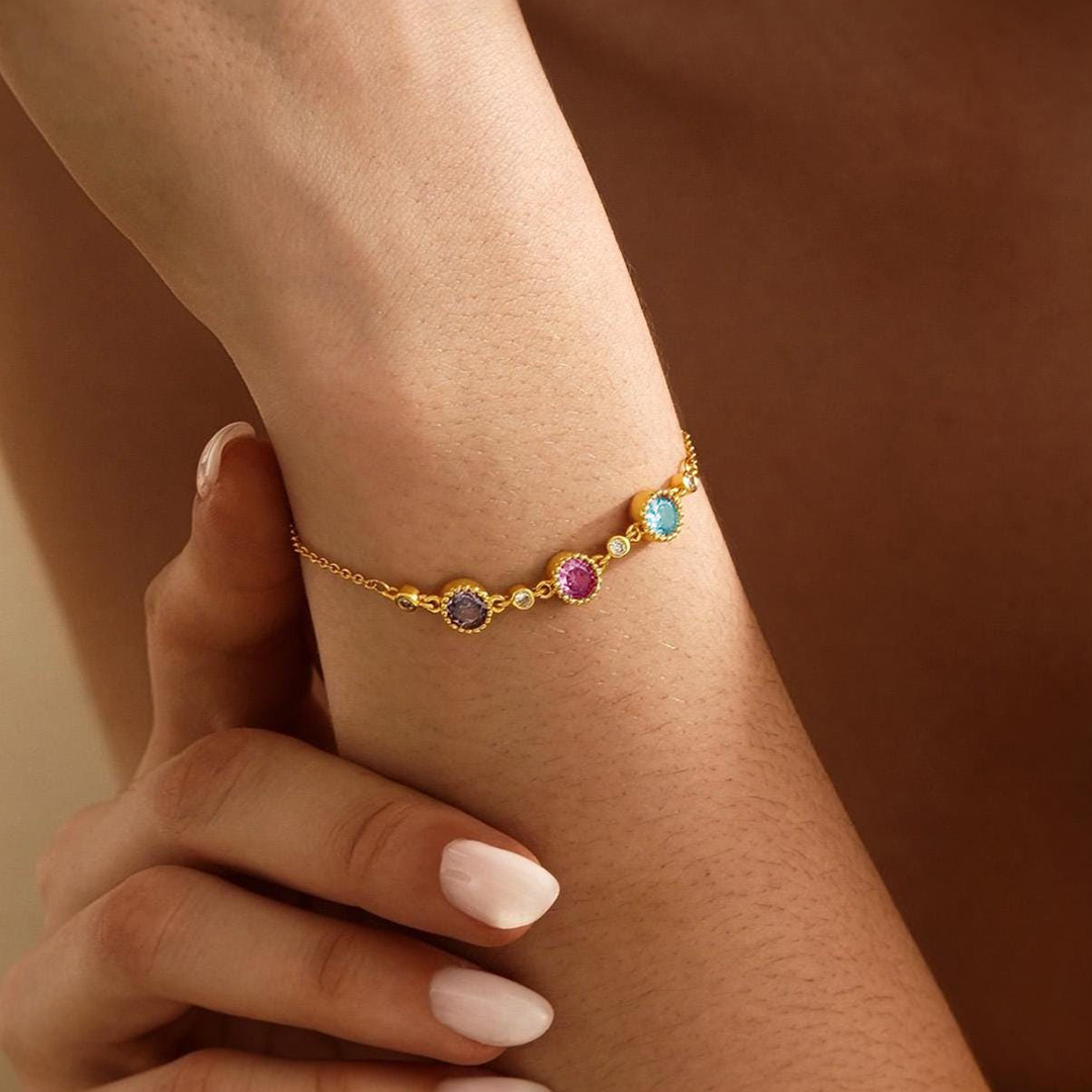 Mother's Day Gift Personalized Square Birthstone Bracelet