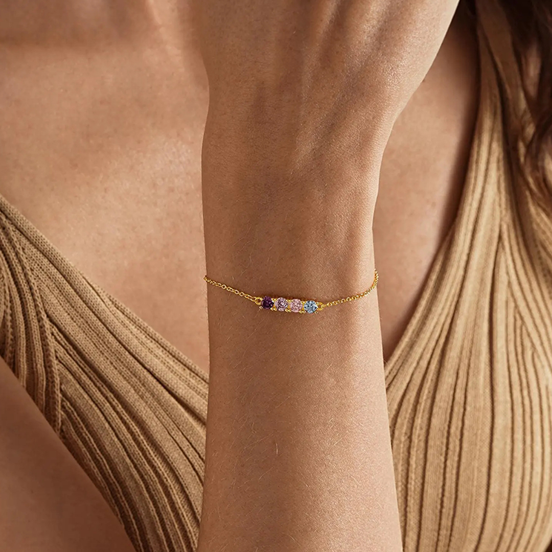 Minimalist Family Gift Birthstone Bracelet