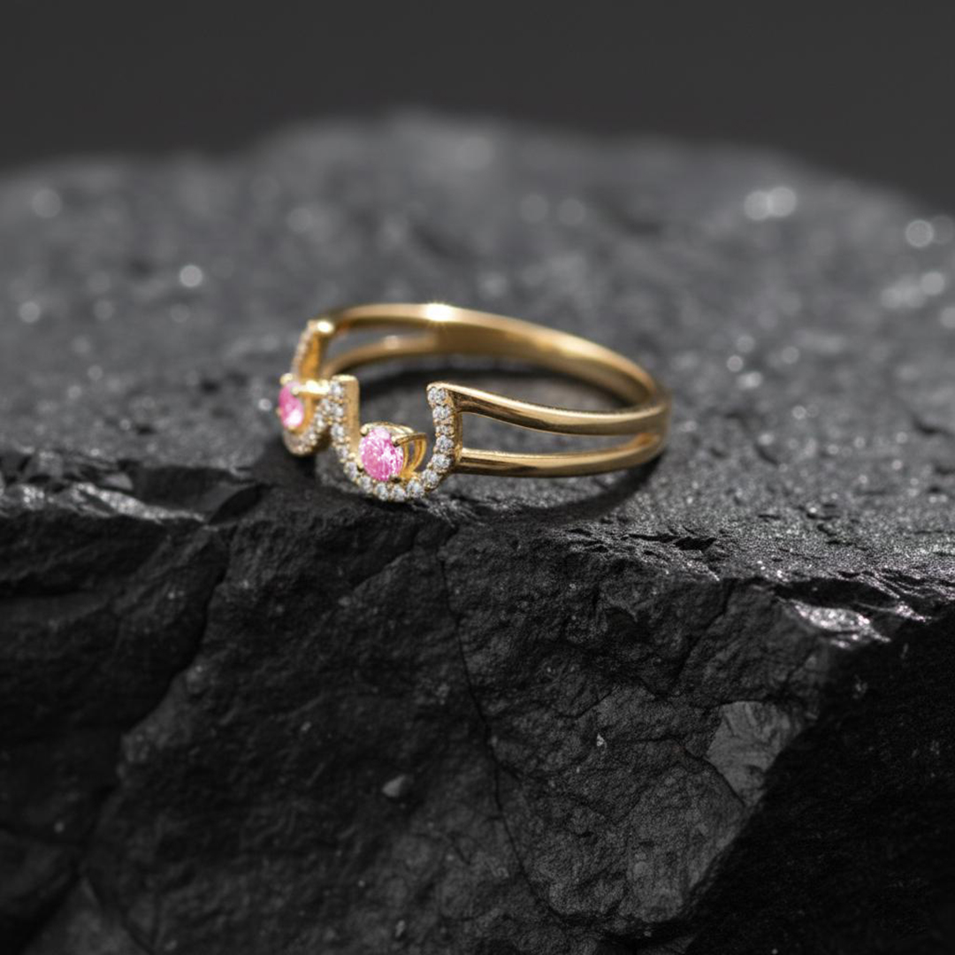 Breast Cancer Awareness I Am Enough Dainty Wave Ring