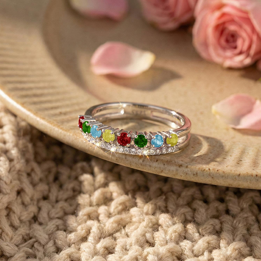 Autism Awareness Miracle Love Rainbow Eternity Ring