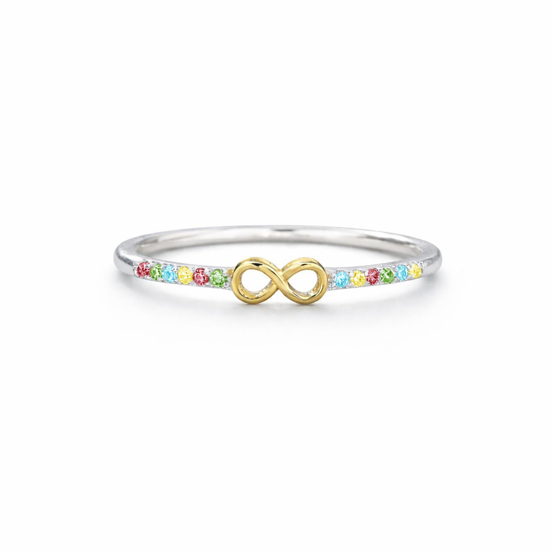 Autism Awareness Star Mom Rainbow Infinity Ring
