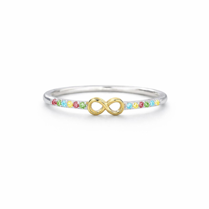 Autism Awareness Star Mom Rainbow Infinity Ring