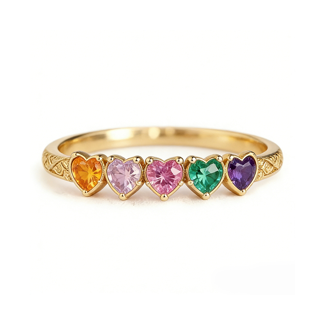 Grandma’s Tear of Joy Mother’s Day Gift Heart Birthstone Ring