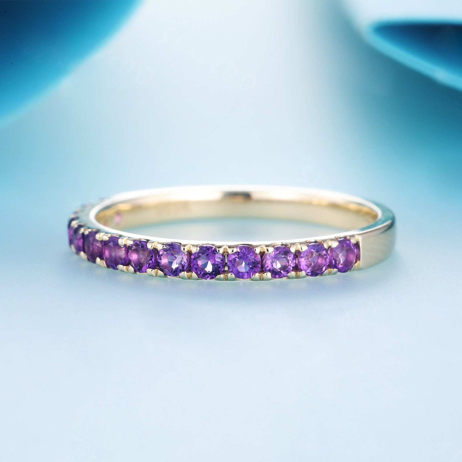Alzheimer Dementia Awareness Gift Purple Half Eternity Ring