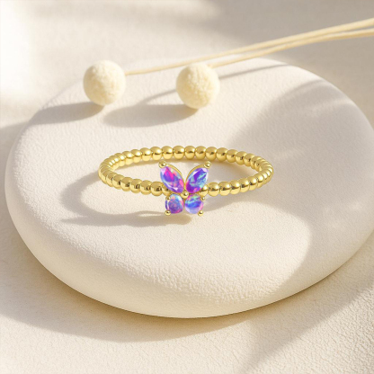 World Lupus Day Hope & Strength Opal Butterfly Ring
