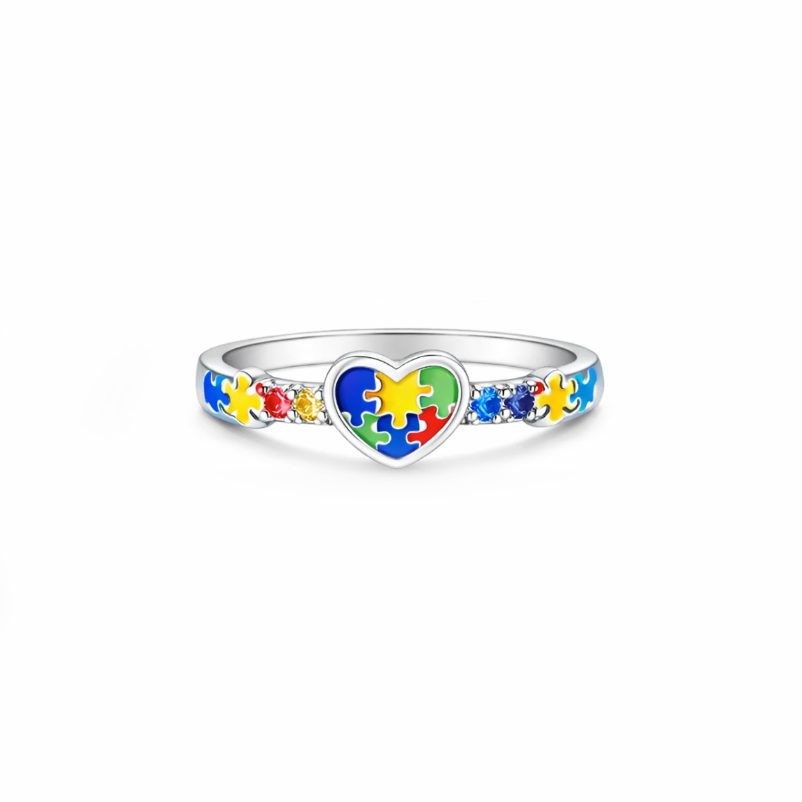 Autism Awareness Star Mom Strength in Every Star Heart Puzzle Ring