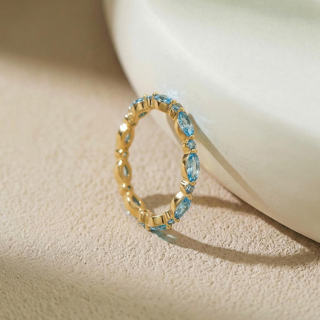 Ovarian Cancer Awareness Teal Marquise Ring