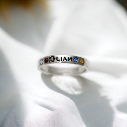 Autism Awareness I Wear Multi-Colored for My Star Child Ring