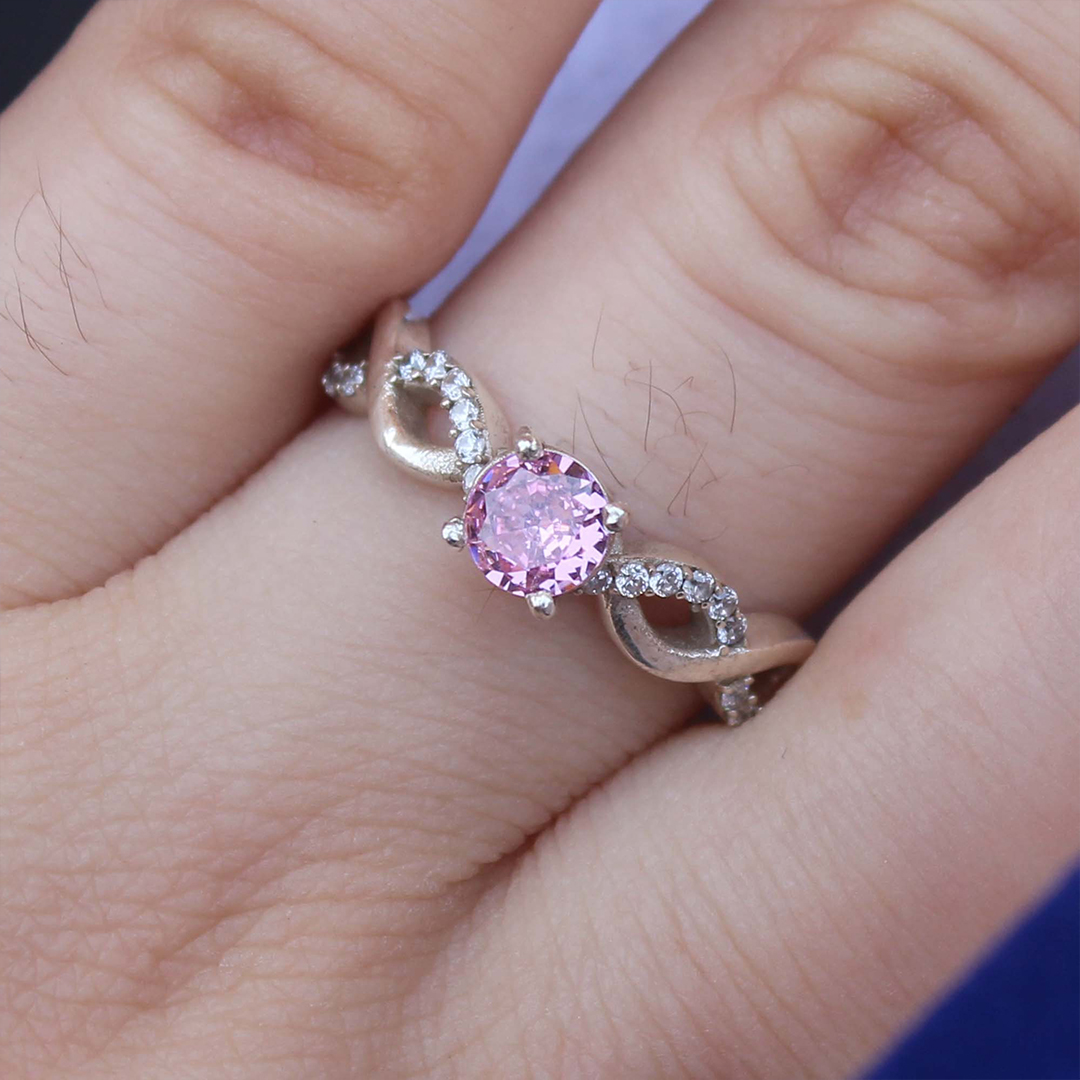 Breast Cancer Awareness I Am Enough Pink Sapphire Ring
