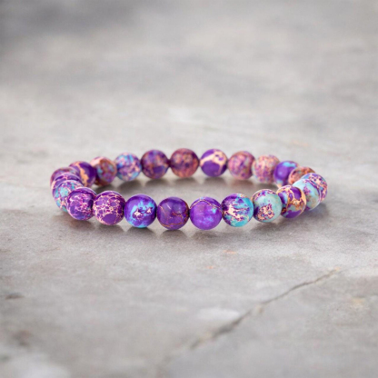 Galaxy Sea Sediment Jasper Lupus Awareness Bracelet
