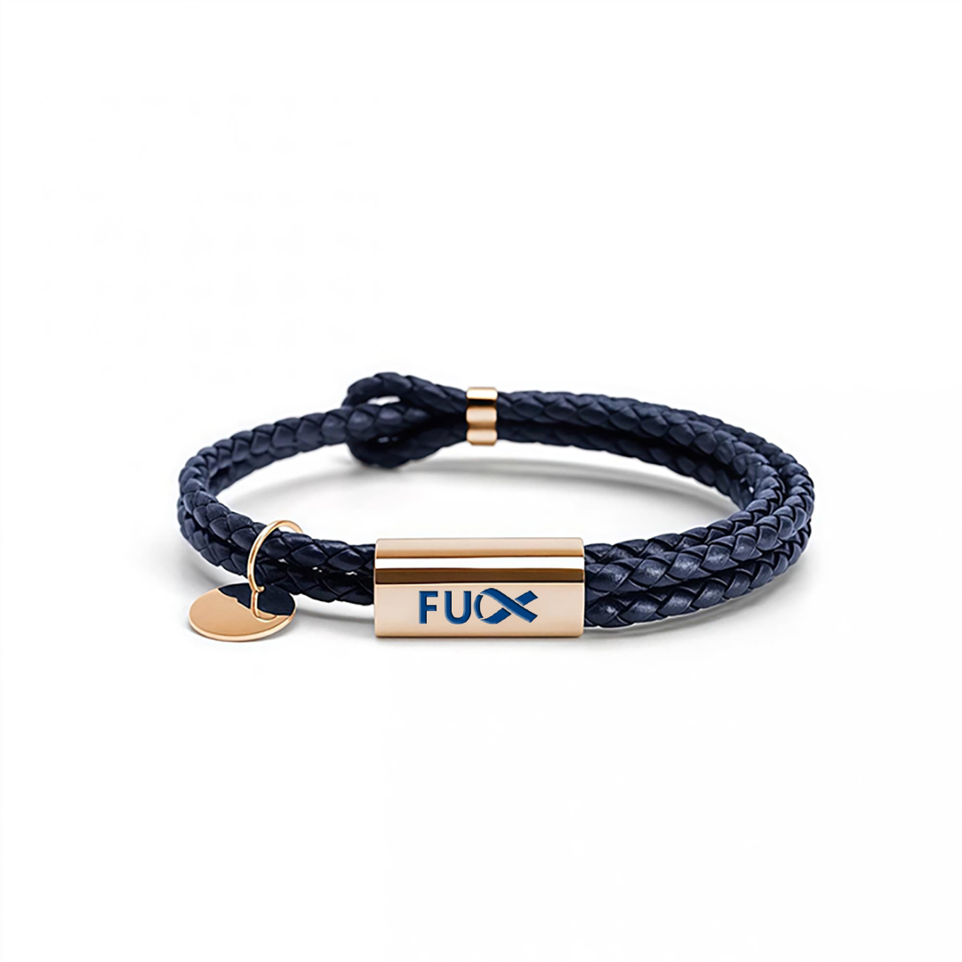Prostate Cancer Awareness Blue Leather Bracelet
