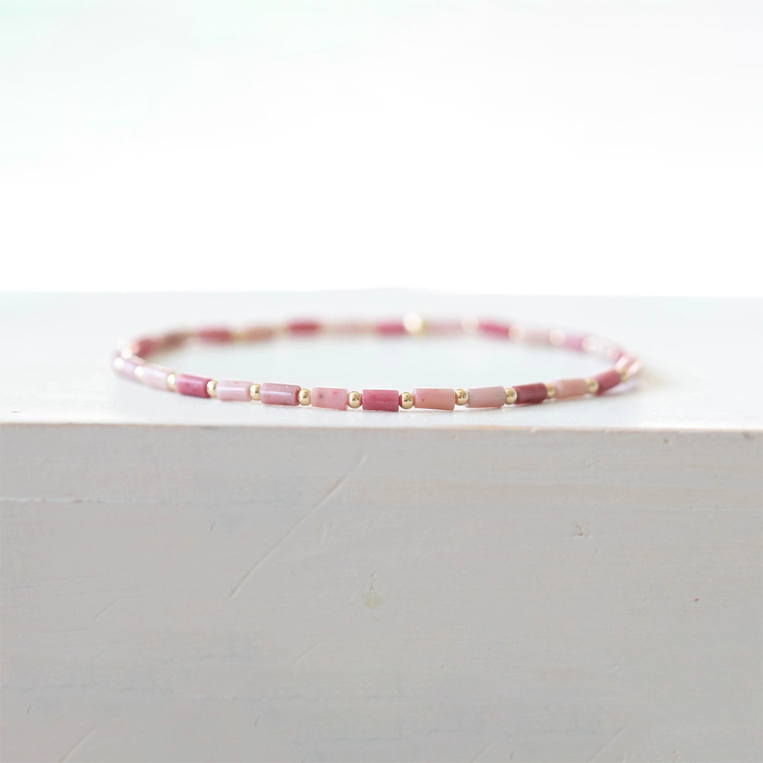 Breast Cancer Awareness Pink Gemstone Bracelet