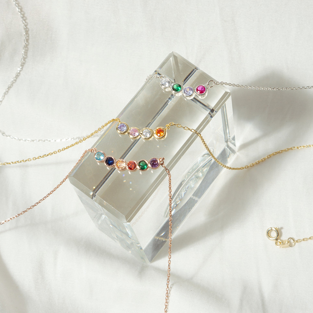 Gift For Women Family Birthstones Necklace