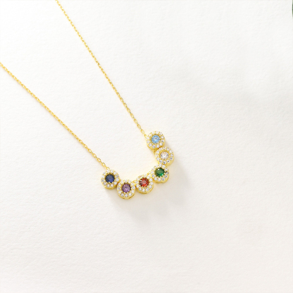 Personalized 1-14 Family Birthstones Christmas Gift Necklace