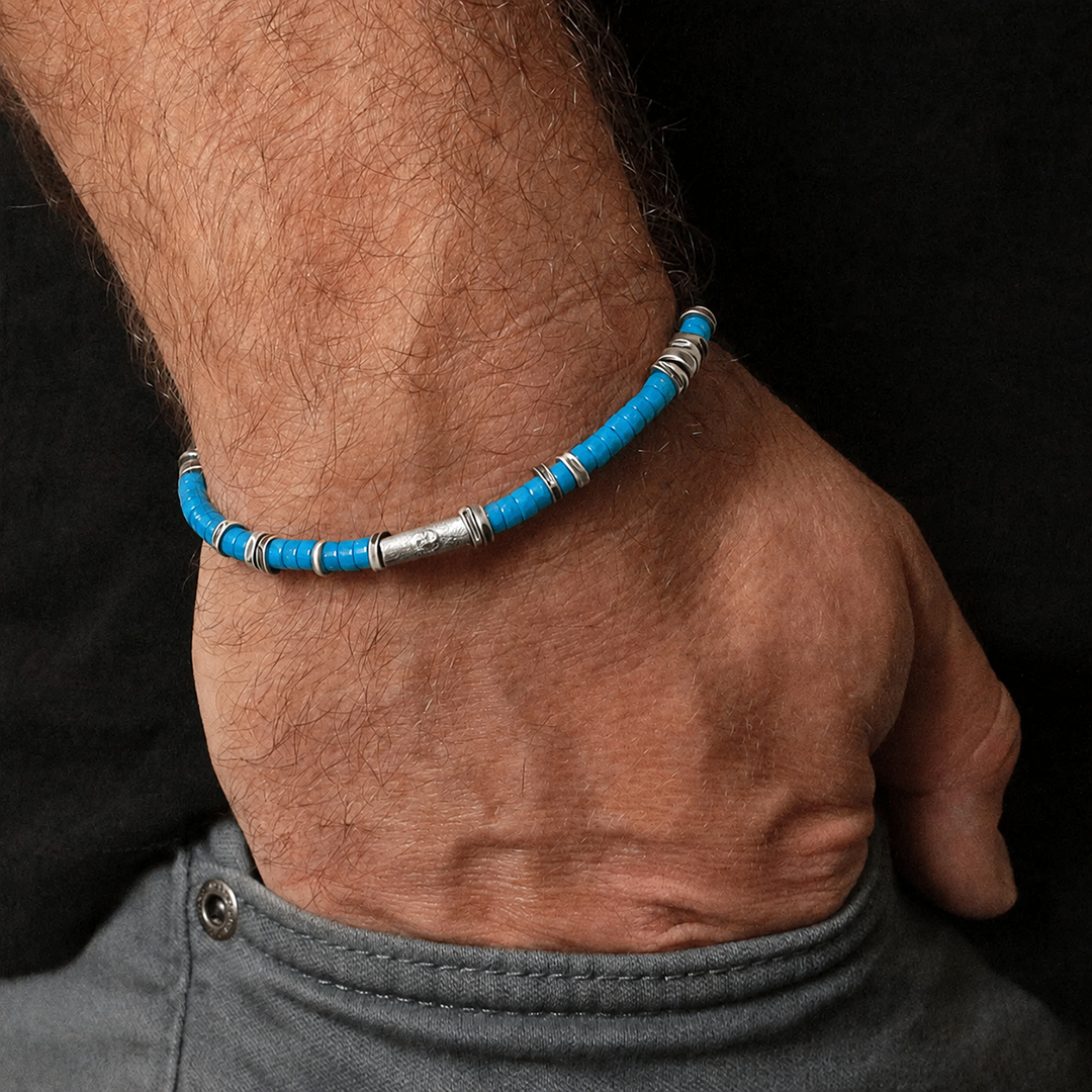 Prostate Cancer Awareness Light Blue Bead Bracelet