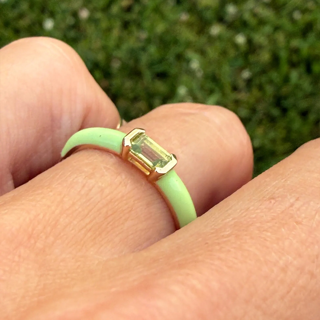 Kidney Disease Awareness Green Enamel Ring