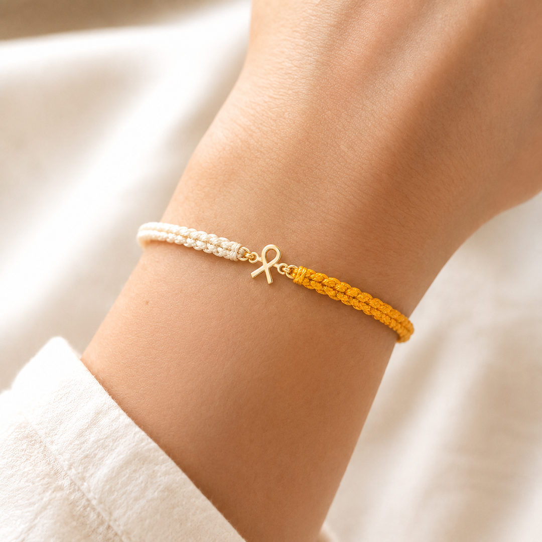 Together We Fight Childhood Cancer Awareness Yellow Ribbon Bracelet