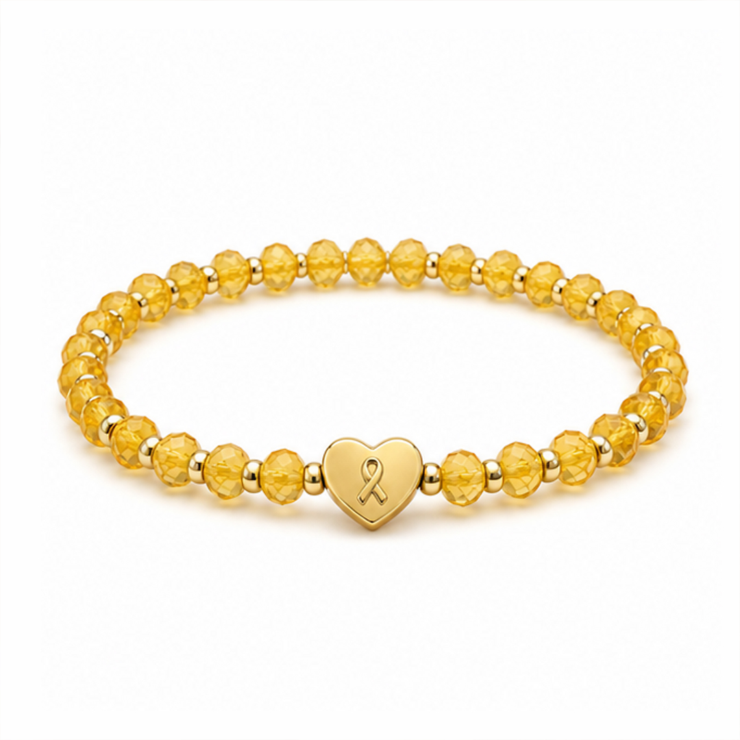 No One Fights Alone Childhood Cancer Support Yellow Ribbon Bracelet