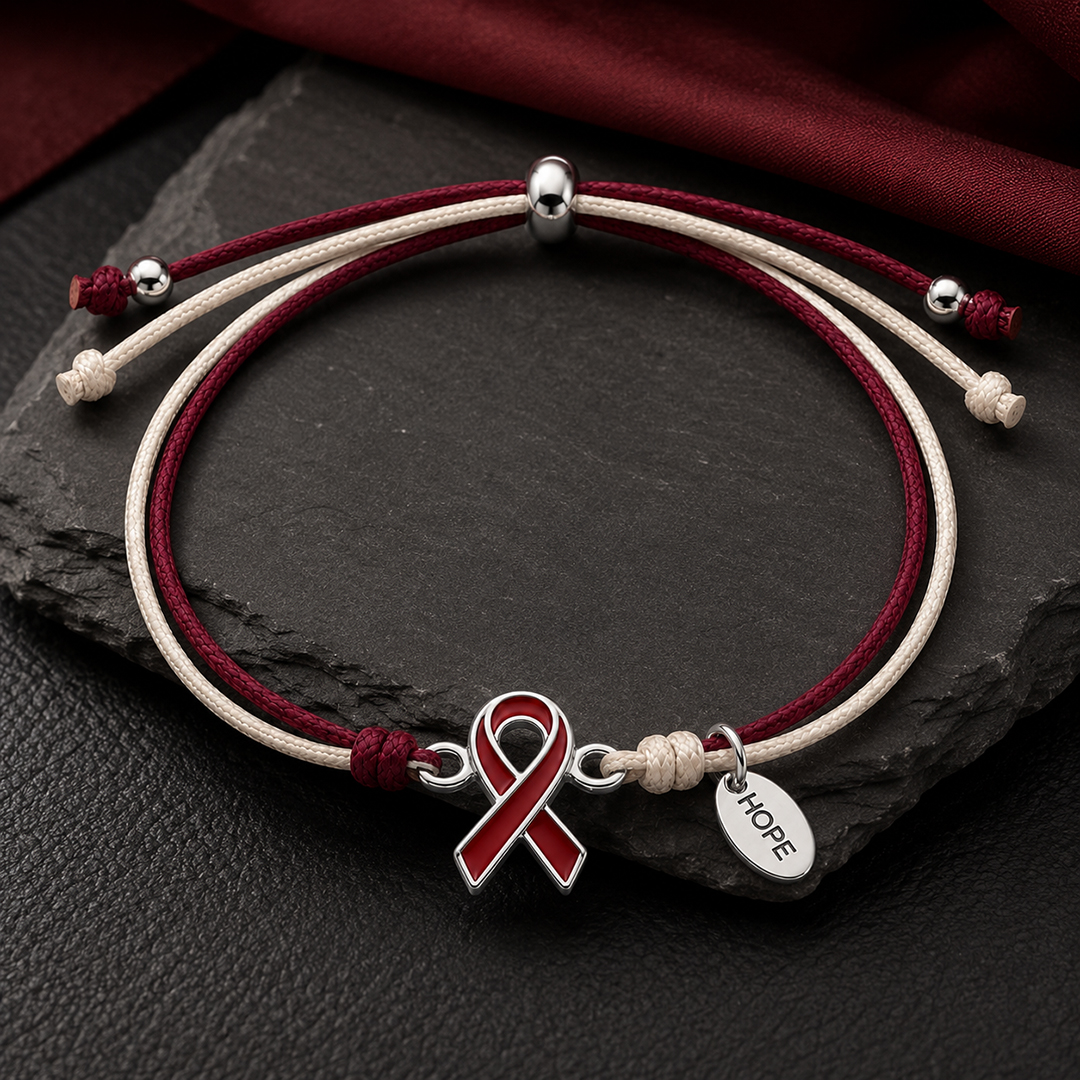Blood Cancer Awareness Red Ribbon Bracelet