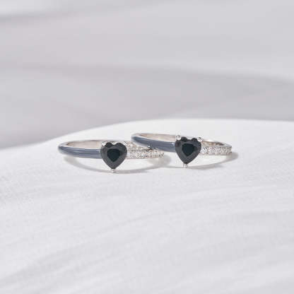 Keep Moving On Self Love Black Enamel Heart Ring