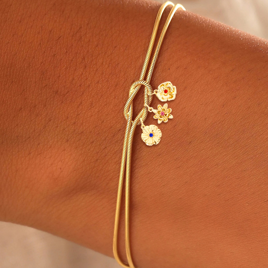 1-12 Birth Flowers Knot Bracelet-Mother's Day Gift